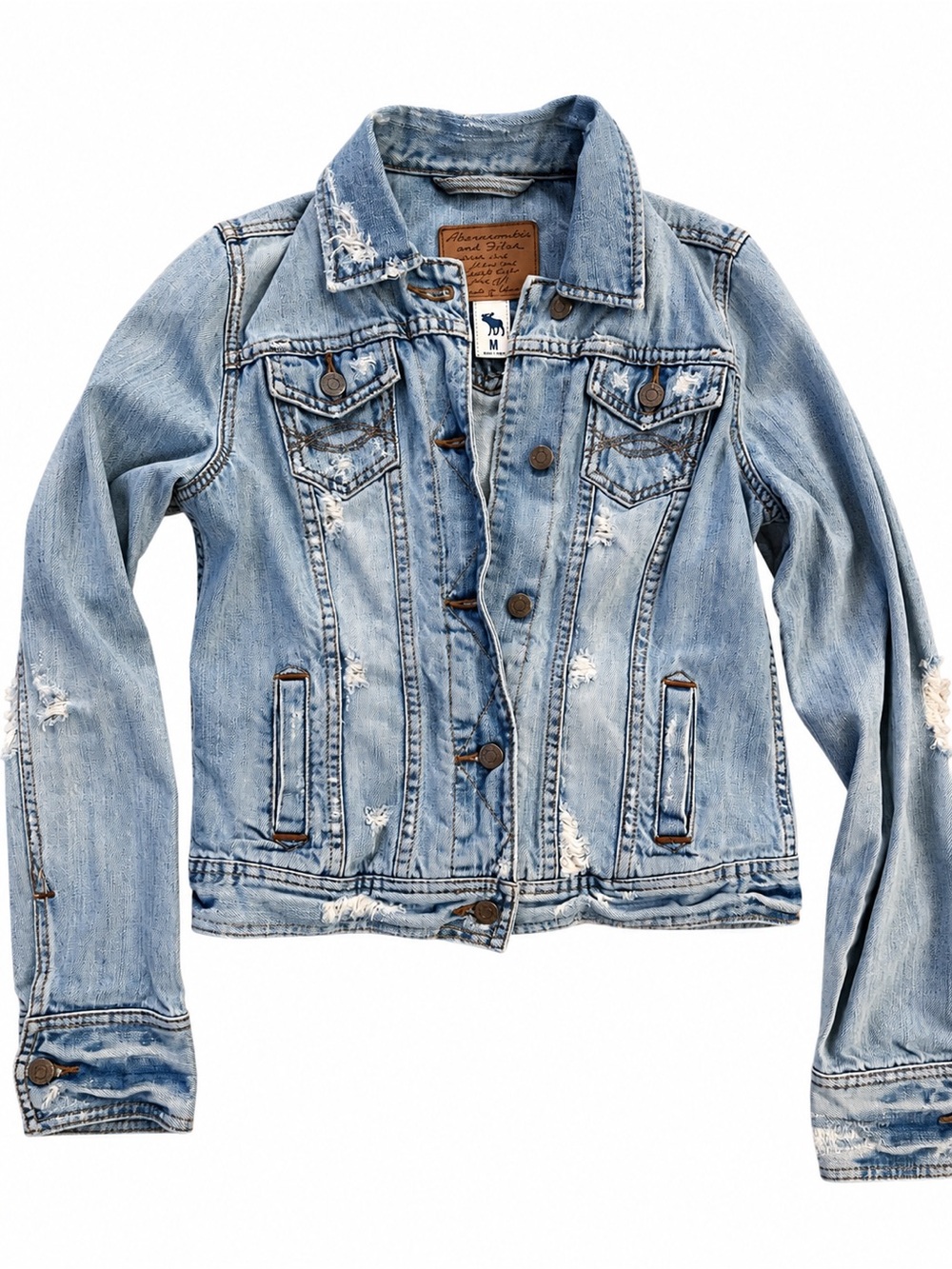 Vintage Abercrombie & Fitch Light Blue Distressed Denim Jacket
